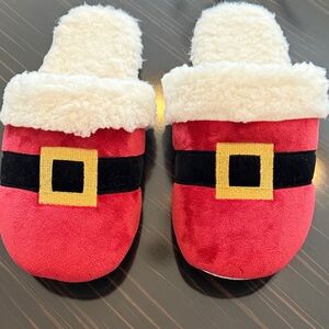 Pottery Barn Red and White Santa Slippers